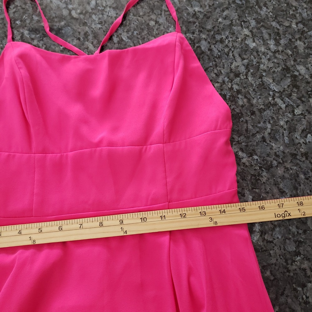 Lulus M Dreamy Romance Hot Pink Backless Maxi Dress Square Neck High Slit Gown - Picture 9 of 10